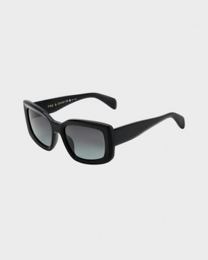 Women's Rag & Bone Sofie Rectangular Sunglasses Black | 587AFXHEG