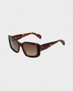 Women's Rag & Bone Sofie Rectangular Sunglasses Havana | 869DUAQKB