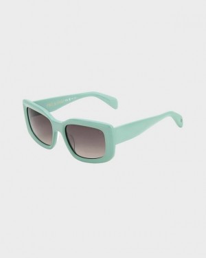 Women's Rag & Bone Sofie Rectangular Sunglasses Green | 249TQEXKN