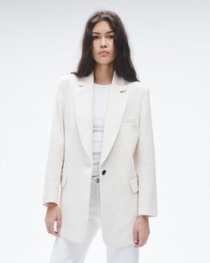 Women's Rag & Bone Suzanne Viscose Relaxed Fit Blazers White | 830YORALZ