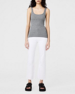 Women's Rag & Bone The Essential Rib Scoopneck Tank Pima Cotton Tank T-Shirt Grey | 423SKPGUD