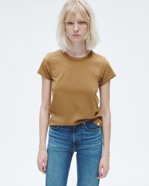 Women's Rag & Bone The Slub Tee Organic Pima Cotton T-Shirt Khaki | 214QWJRMA