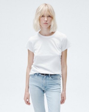 Women's Rag & Bone The Slub Tee Pima Cotton Tee T-Shirt White | 528YFZLJU