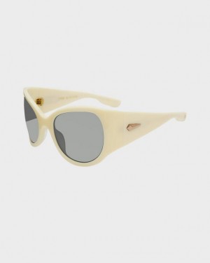 Women's Rag & Bone Vesper Oval Sunglasses White | 063LODCKN