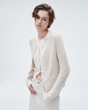 Women's Rag & Bone Viola Cotton Cardigan Slim Fit Sweaters Turtledove | 476MHKEBX