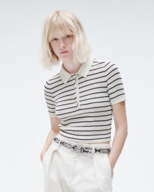 Women's Rag & Bone Viola Striped Cotton Slim Fit Sweaters Multicolor | 563FGBXUA