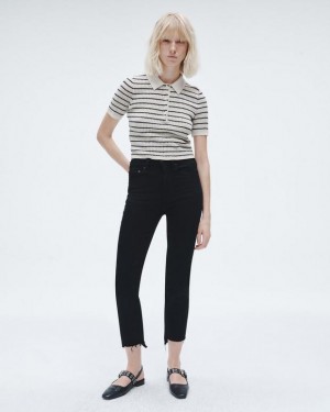 Women's Rag & Bone Wren Ankle Straight High-Rise Stretch Jeans Black | 927VRWGUD