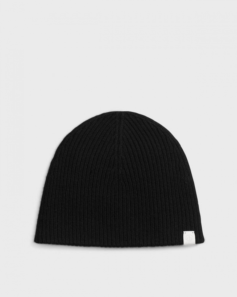 Men\'s Rag & Bone Ace Beanie Cashmere Hats Black | 098QNFKEW