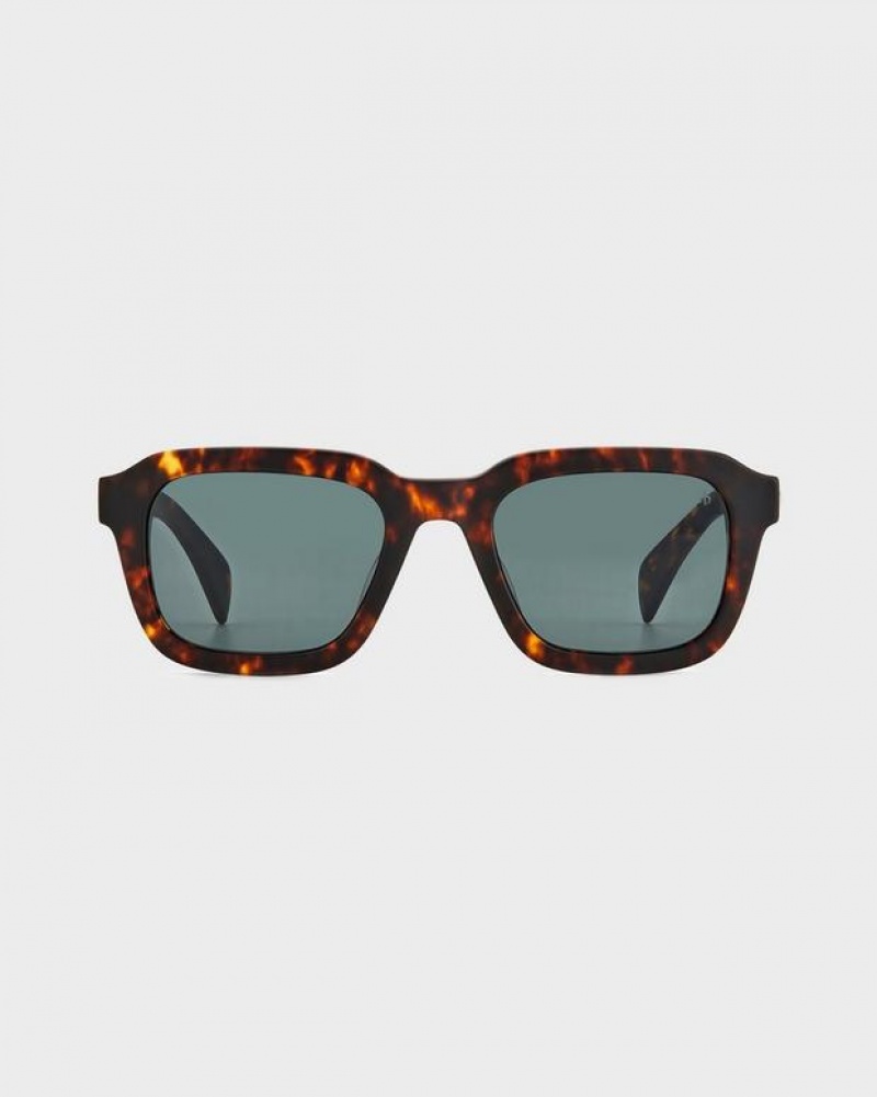 Men's Rag & Bone Ace Rectangular Sunglasses Havana | 197WFBIPH