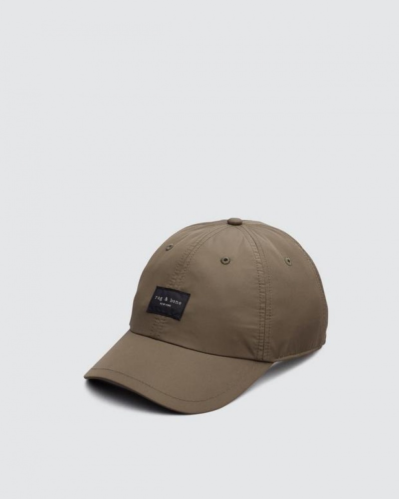 Men\'s Rag & Bone Addison Baseball Cap Recycled Materials Hats Olive | 584TGDVLJ