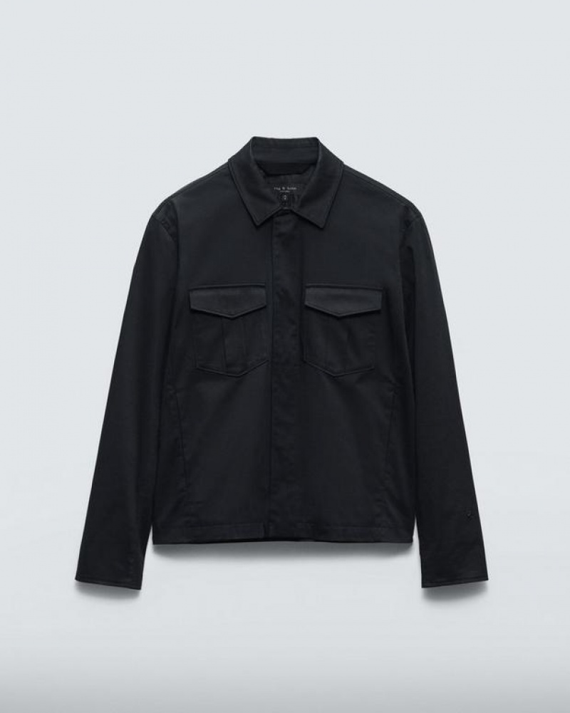 Men's Rag & Bone Archive Cotton Garage Relaxed Fit Jackets Black | 726VJMCAD