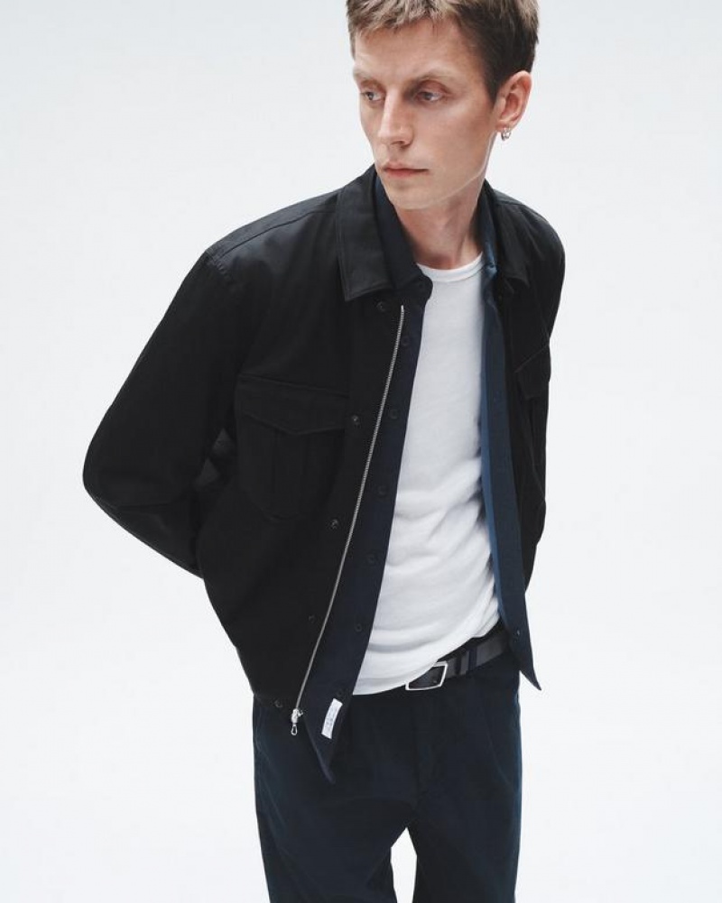 Men's Rag & Bone Archive Cotton Garage Relaxed Fit Jackets Black | 726VJMCAD