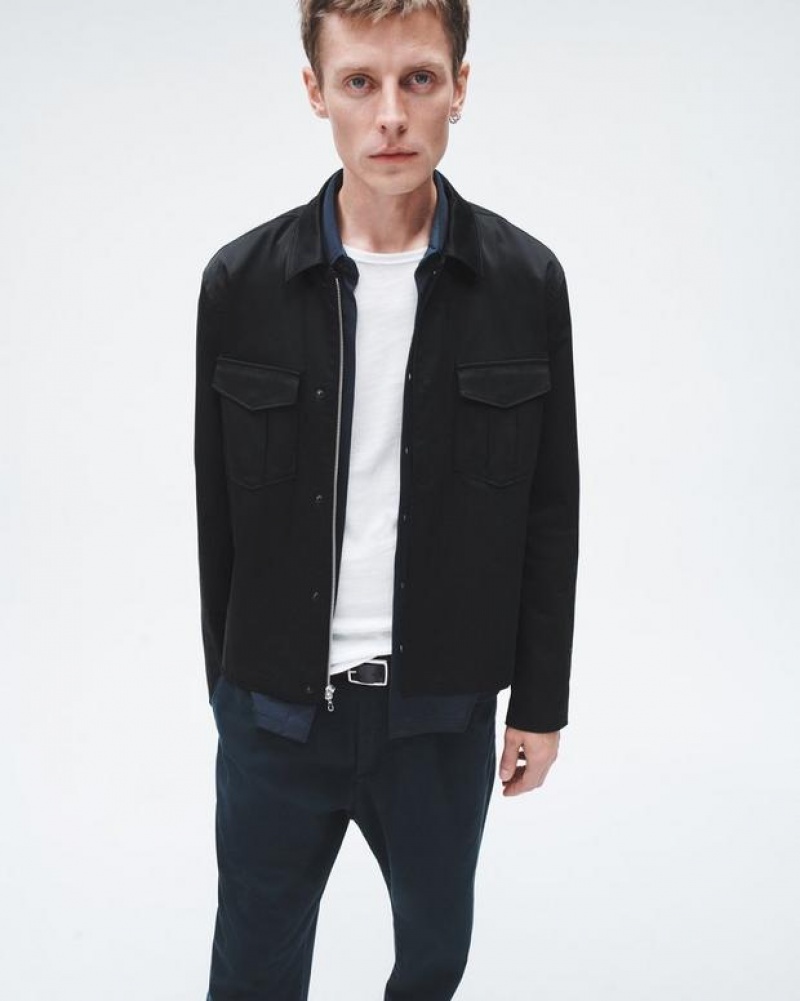 Men's Rag & Bone Archive Cotton Garage Relaxed Fit Jackets Black | 726VJMCAD