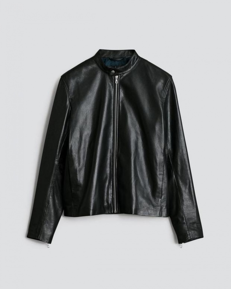 Men's Rag & Bone Archive Leather Café Racer Slim Fit Jackets Black | 203RXTPQO