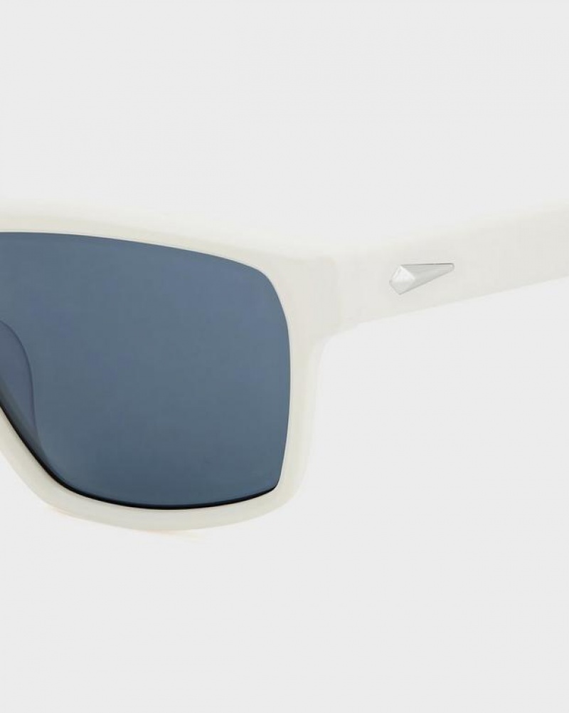 Men's Rag & Bone Aron Rectangular Sunglasses White | 527LJXOSQ