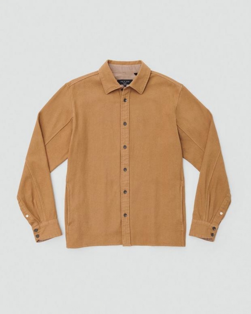 Men's Rag & Bone Austin Heavy Twill Relaxed Fit Shirts Ermine | 467UIHPVB