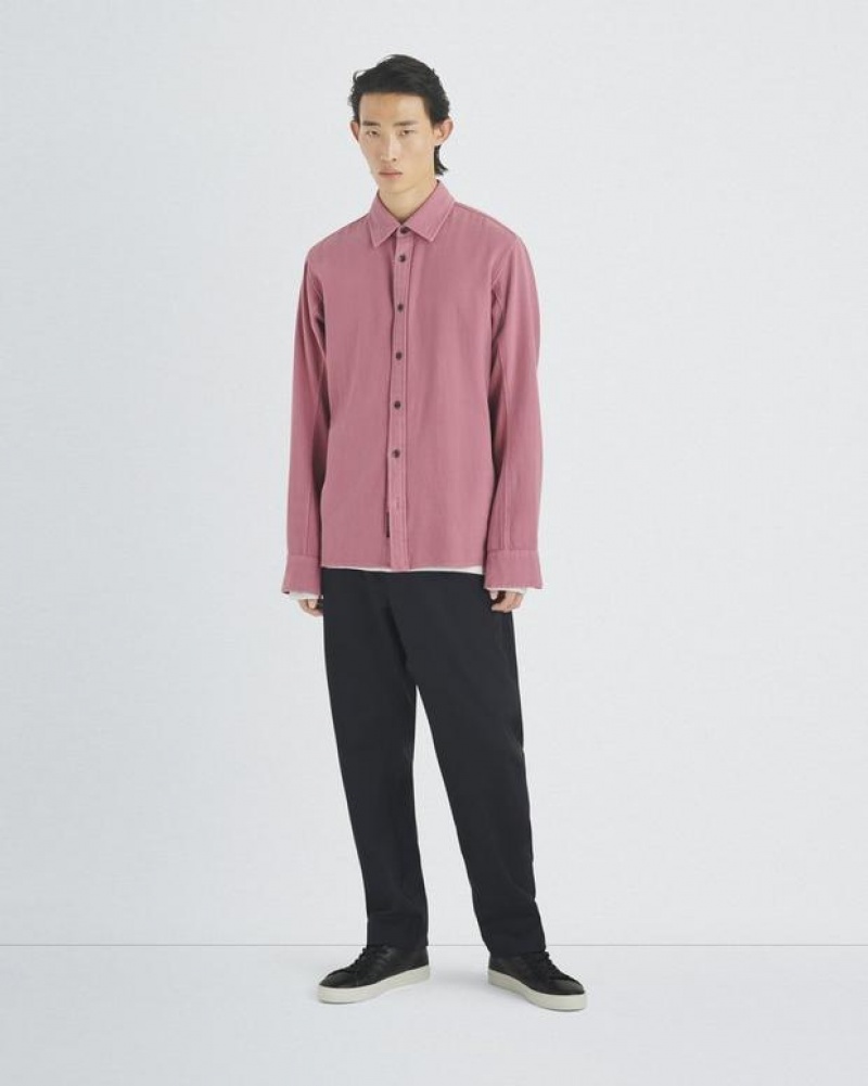 Men's Rag & Bone Austin Heavy Twill Relaxed Fit Shirts Deep Pink | 268RHEBFJ