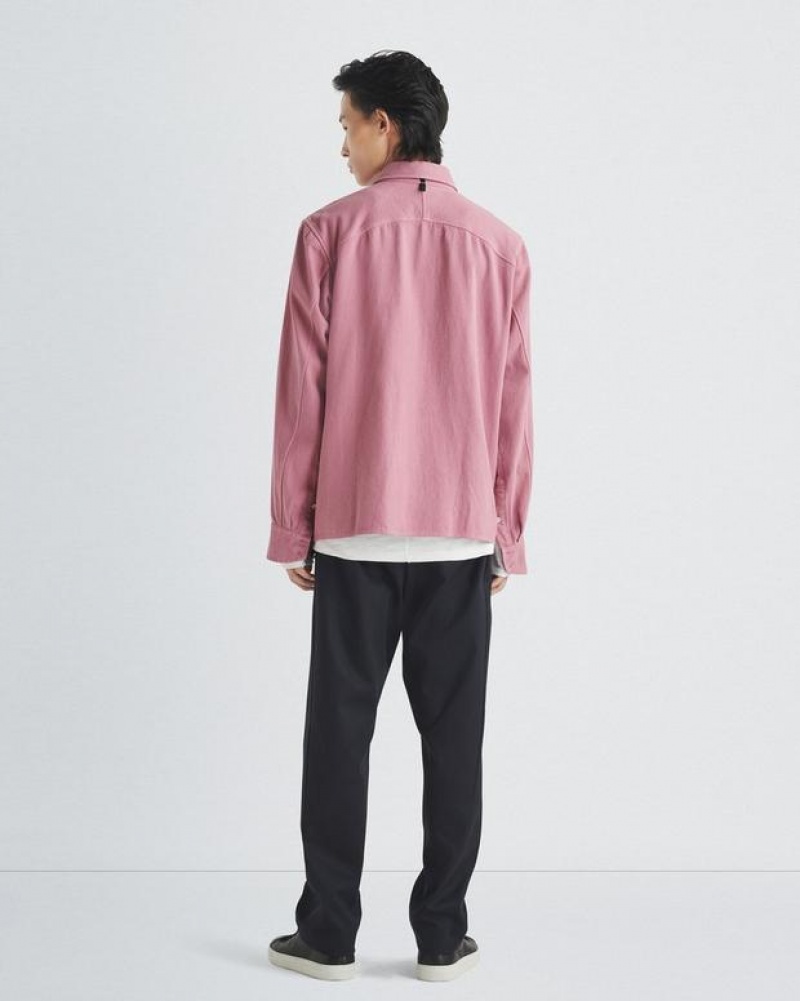 Men's Rag & Bone Austin Heavy Twill Relaxed Fit Shirts Deep Pink | 268RHEBFJ