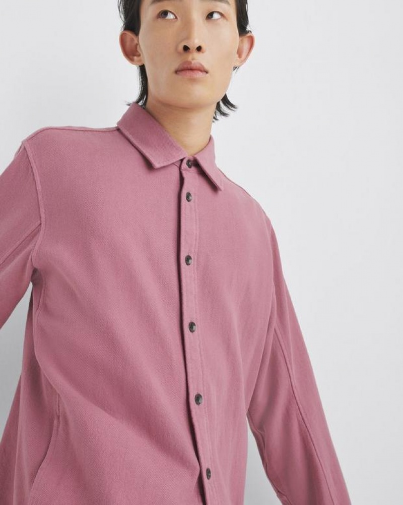 Men's Rag & Bone Austin Heavy Twill Relaxed Fit Shirts Deep Pink | 268RHEBFJ