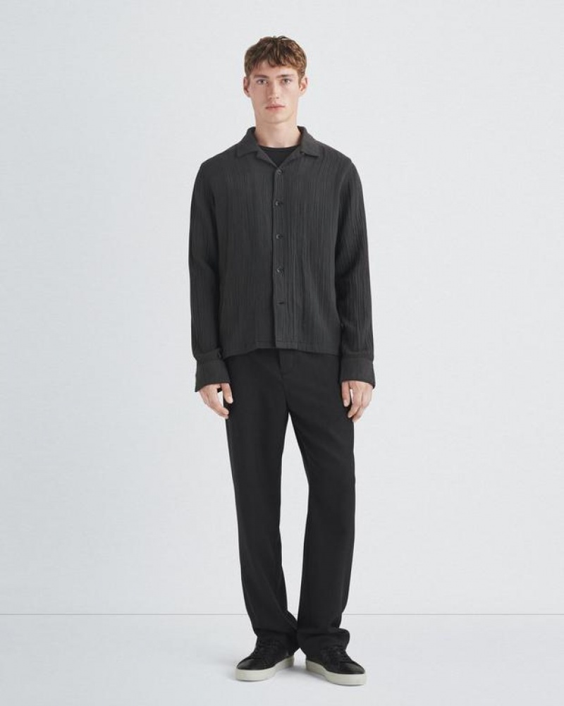 Men's Rag & Bone Avery Gauze Camp Relaxed Fit Shirts Phantom | 132OUGJPX