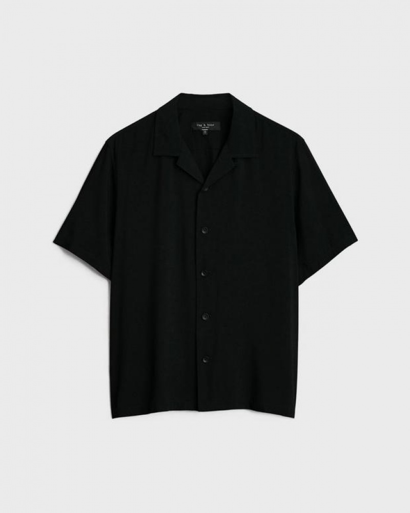 Men's Rag & Bone Avery Viscose Relaxed Fit Shirts Black | 982CYAESP