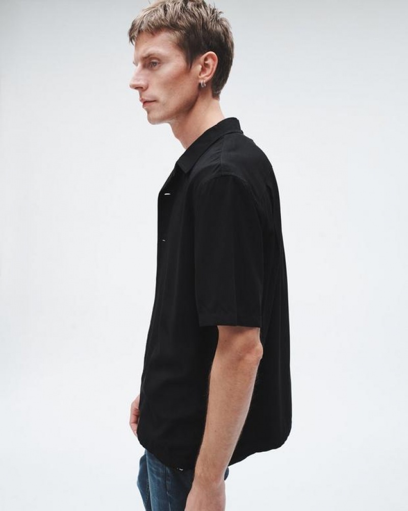 Men's Rag & Bone Avery Viscose Relaxed Fit Shirts Black | 982CYAESP