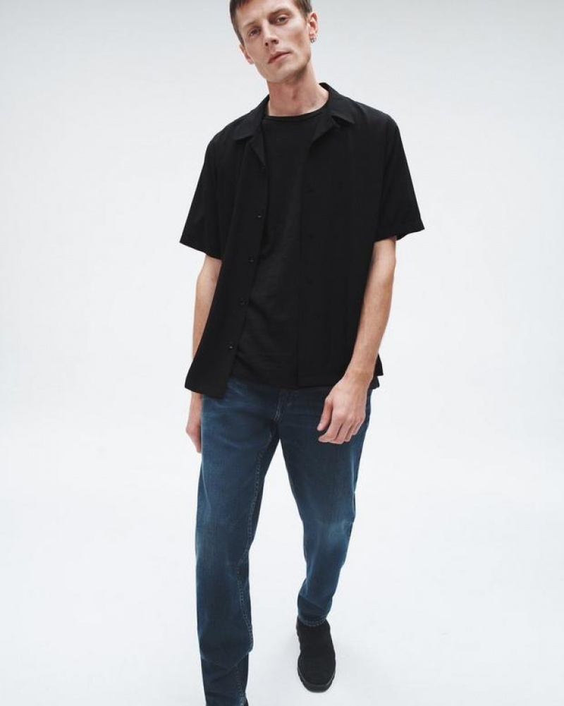 Men's Rag & Bone Avery Viscose Relaxed Fit Shirts Black | 982CYAESP