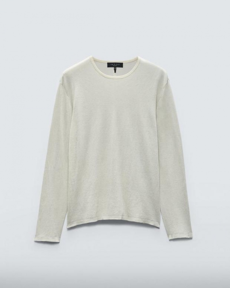 Men's Rag & Bone Banks Double Faced Long Sleeve Tee Cotton Sweaters Turtledove | 014QFGLEZ