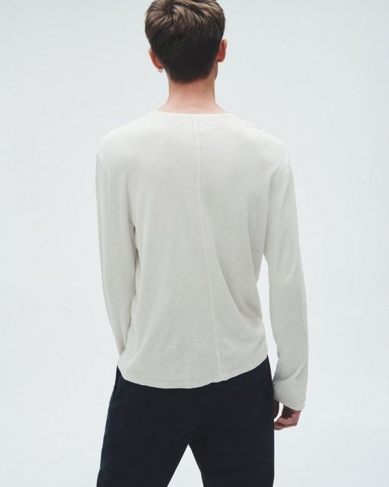 Men's Rag & Bone Banks Double Faced Long Sleeve Tee Cotton Sweaters Turtledove | 014QFGLEZ