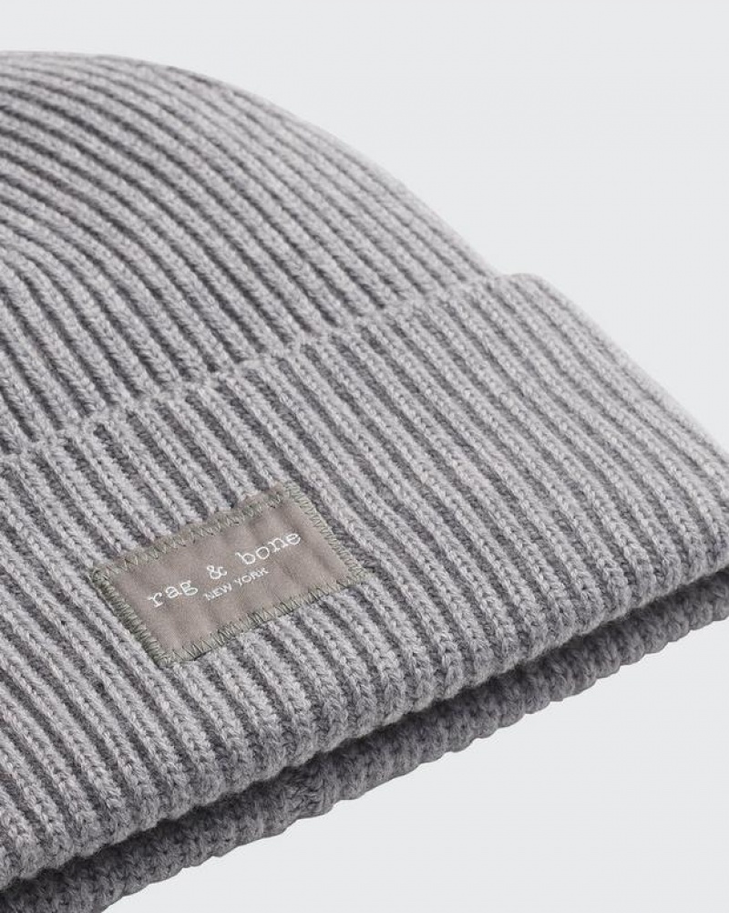 Men's Rag & Bone Blake Beanie Wool Hats Grey | 087TENKZJ