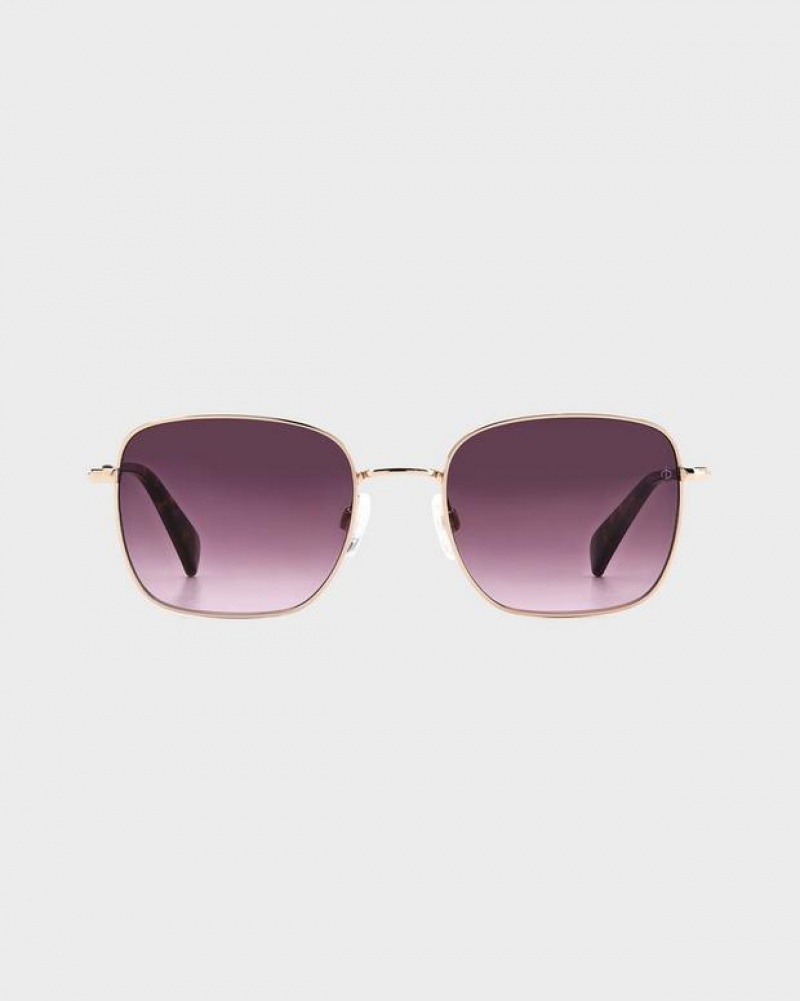 Men's Rag & Bone Breton Square Sunglasses Red Gold | 659EYCXOT