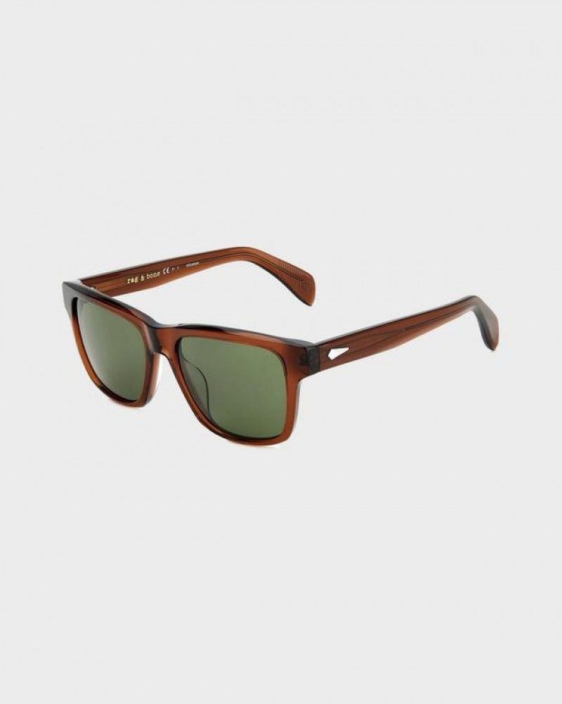 Men\'s Rag & Bone Canyon Square Sunglasses Brown | 056APZYKU