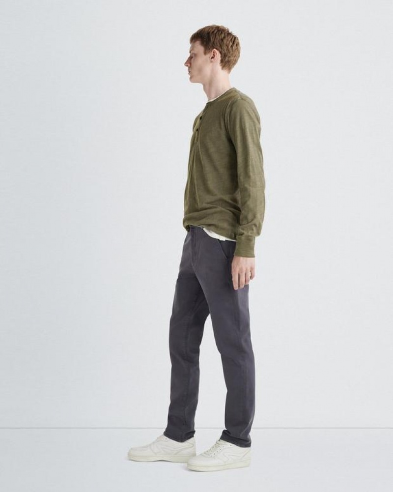 Men's Rag & Bone Classic Flame Henley Cotton T-Shirt Olive | 792KHOJER