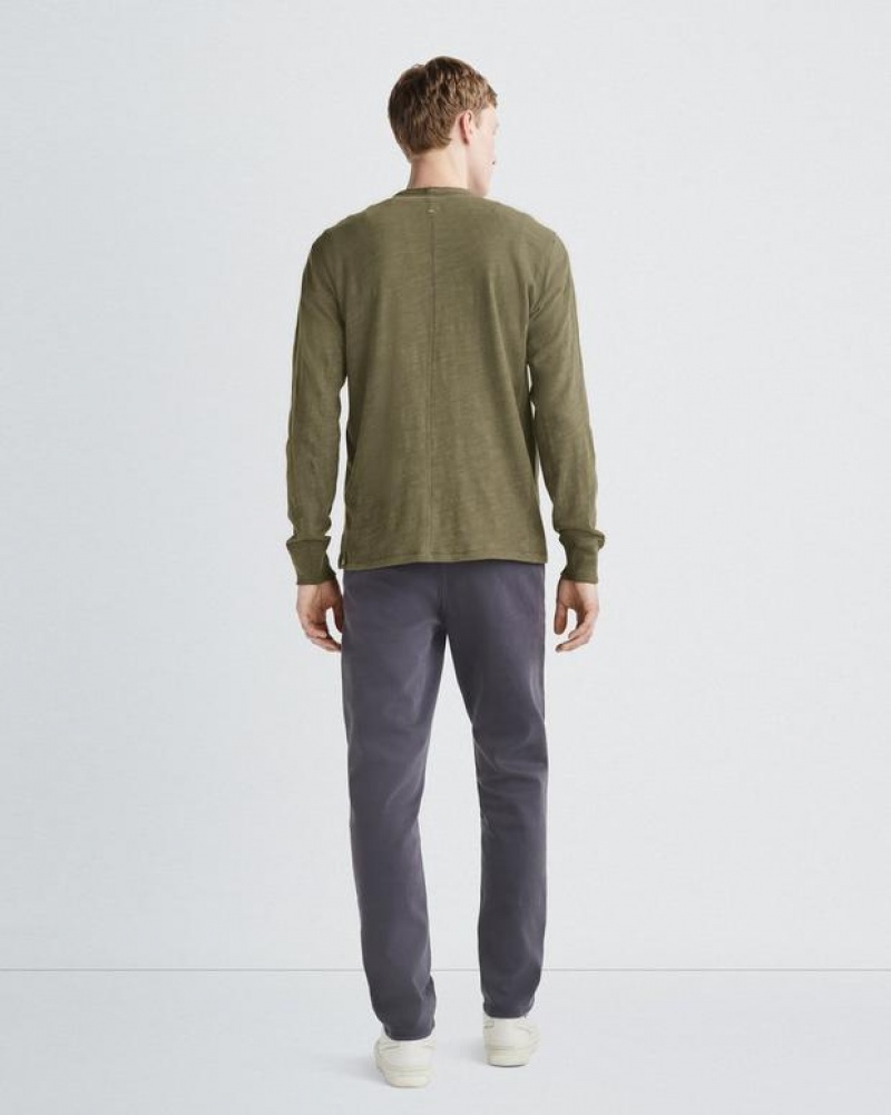 Men's Rag & Bone Classic Flame Henley Cotton T-Shirt Olive | 792KHOJER