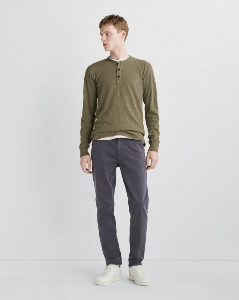 Men's Rag & Bone Classic Flame Henley Cotton T-Shirt Olive | 792KHOJER