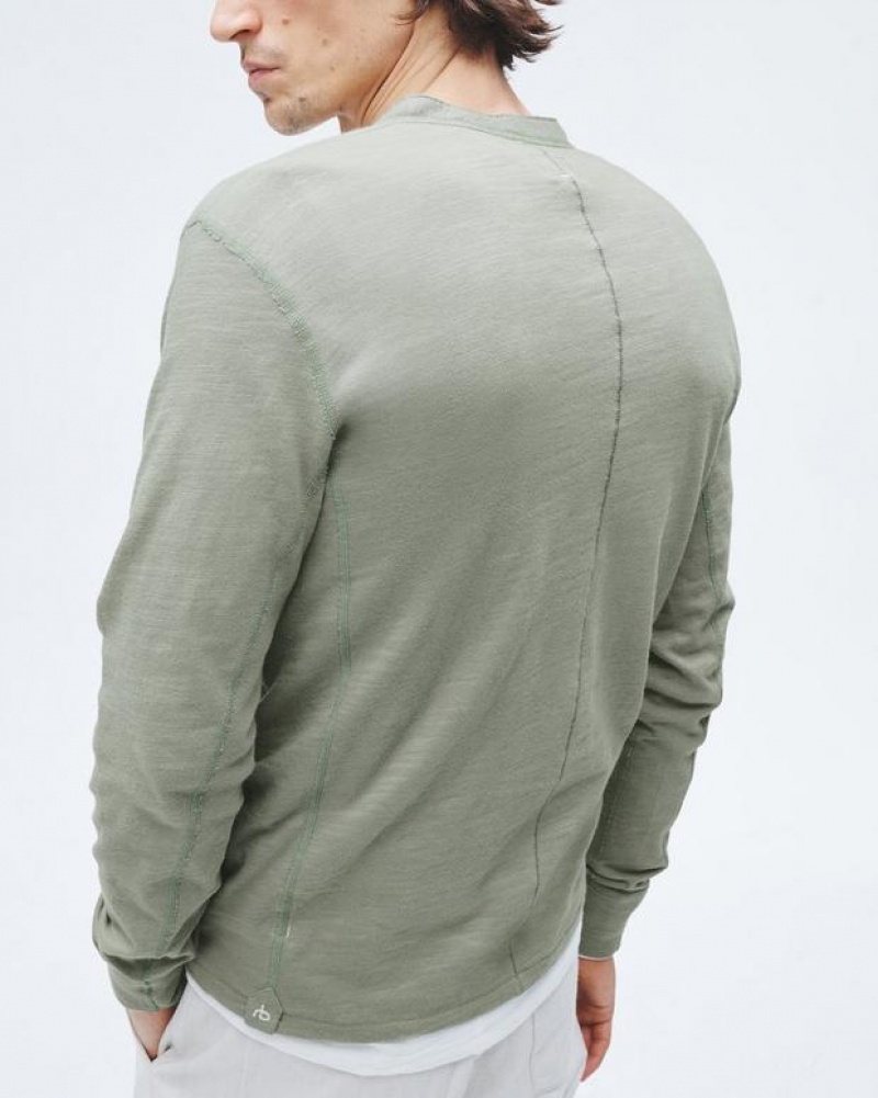 Men's Rag & Bone Classic Flame Henley Organic Cotton T-Shirt Dark Mint | 693JEDUQI