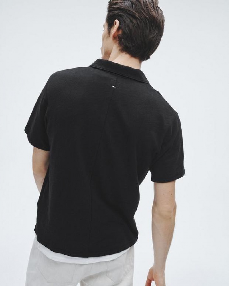 Men's Rag & Bone Classic Flame Pima Cotton Polo Shirt Black | 104URJVBC