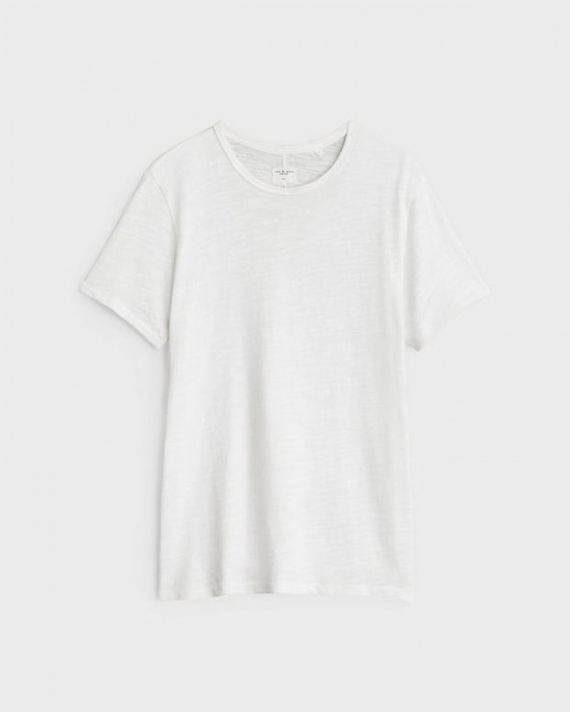 Men's Rag & Bone Classic Flame Tee Cotton T-Shirt White | 731ZTOQIW