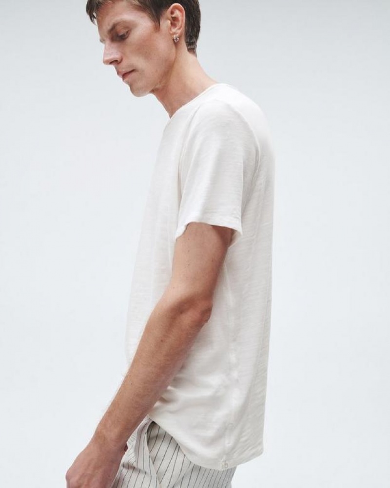 Men's Rag & Bone Classic Flame Tee Cotton T-Shirt White | 731ZTOQIW