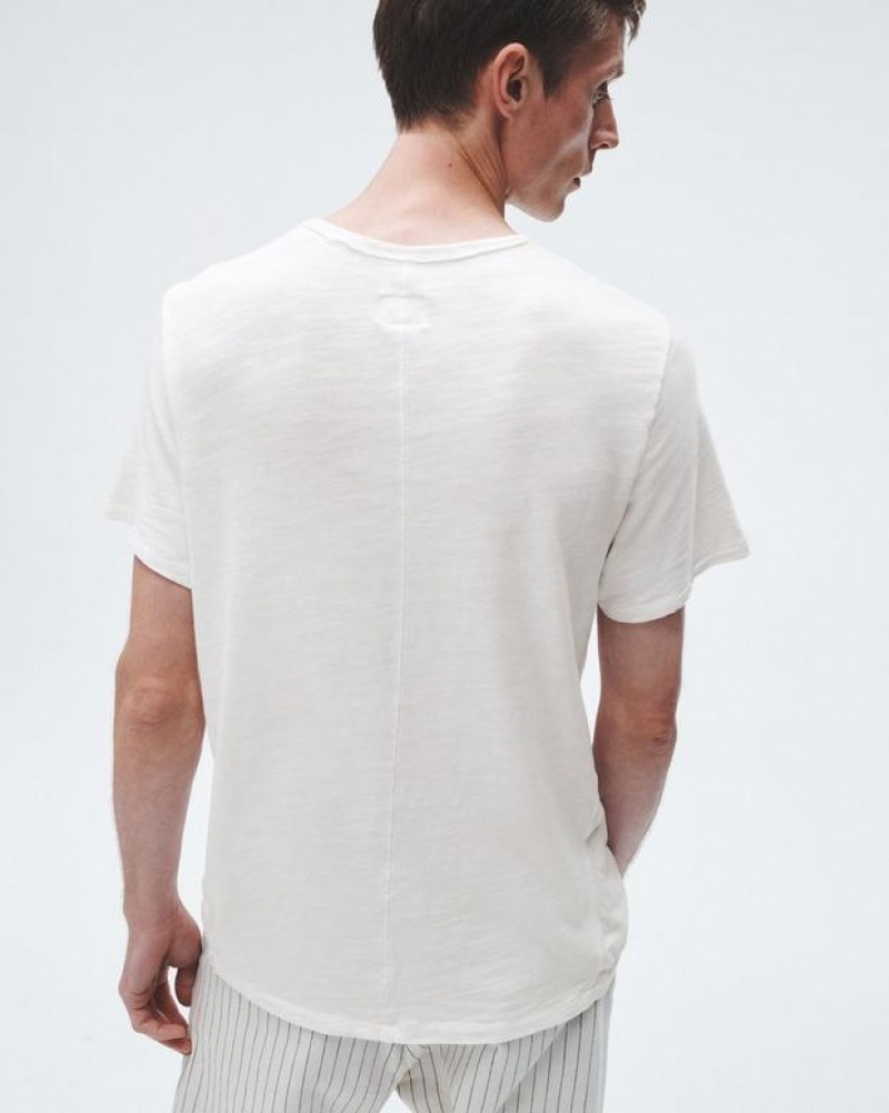 Men's Rag & Bone Classic Flame Tee Cotton T-Shirt White | 731ZTOQIW