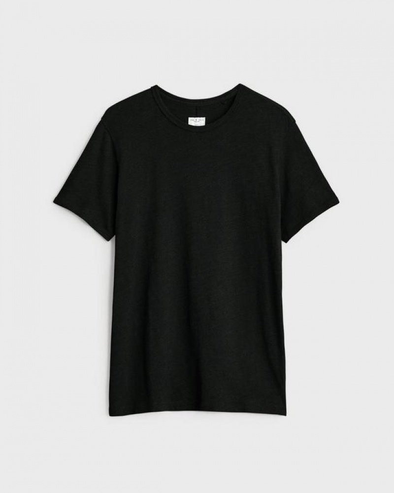 Men's Rag & Bone Classic Flame Tee Cotton T-Shirt Black | 042FPGCIO