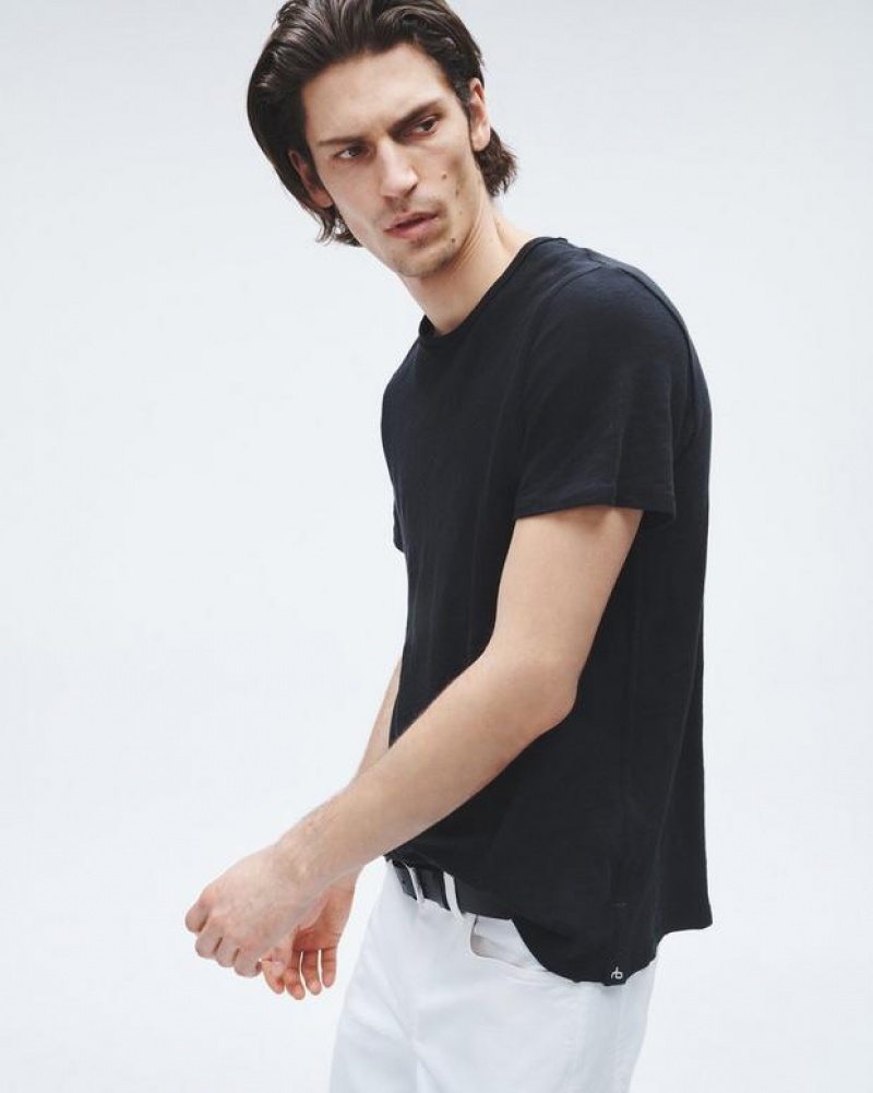 Men's Rag & Bone Classic Flame Tee Cotton T-Shirt Black | 042FPGCIO