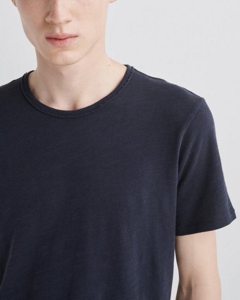 Men's Rag & Bone Classic Flame Tee Cotton T-Shirt Navy | 463NBQOTF