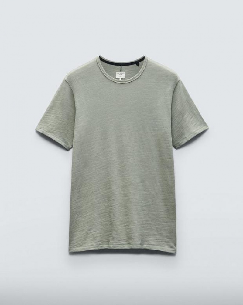 Men's Rag & Bone Classic Flame Tee Organic Cotton T-Shirt Dark Mint | 372ELMOHU