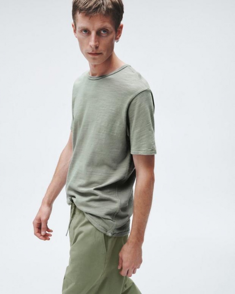 Men's Rag & Bone Classic Flame Tee Organic Cotton T-Shirt Dark Mint | 372ELMOHU