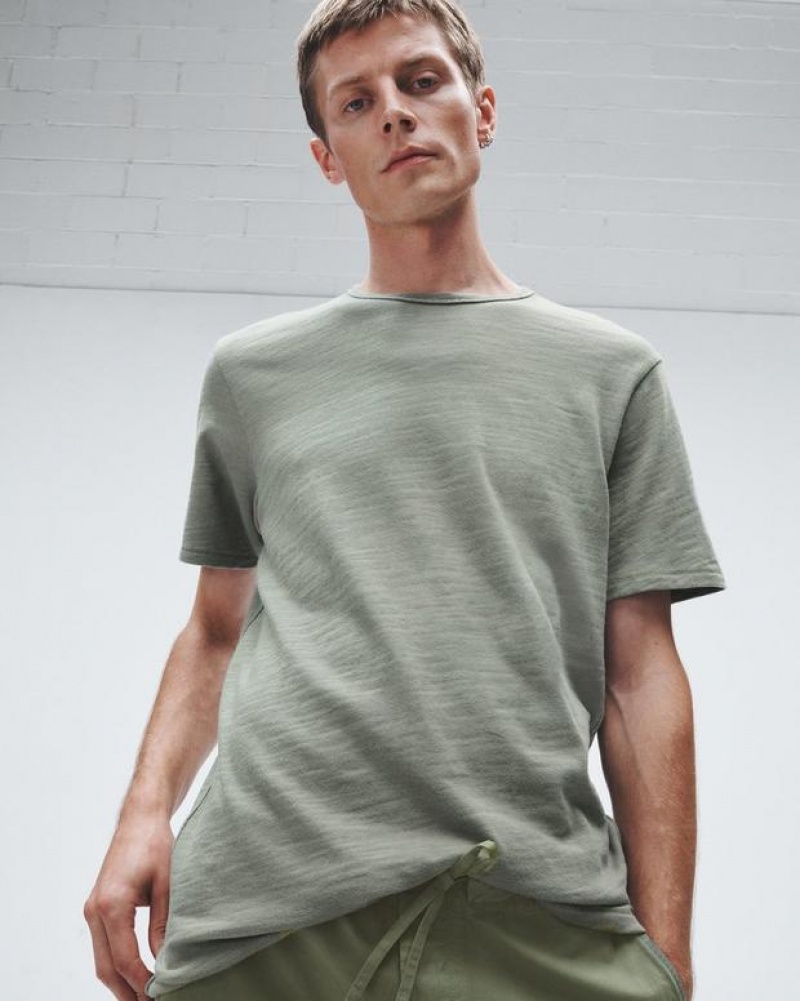 Men's Rag & Bone Classic Flame Tee Organic Cotton T-Shirt Dark Mint | 372ELMOHU