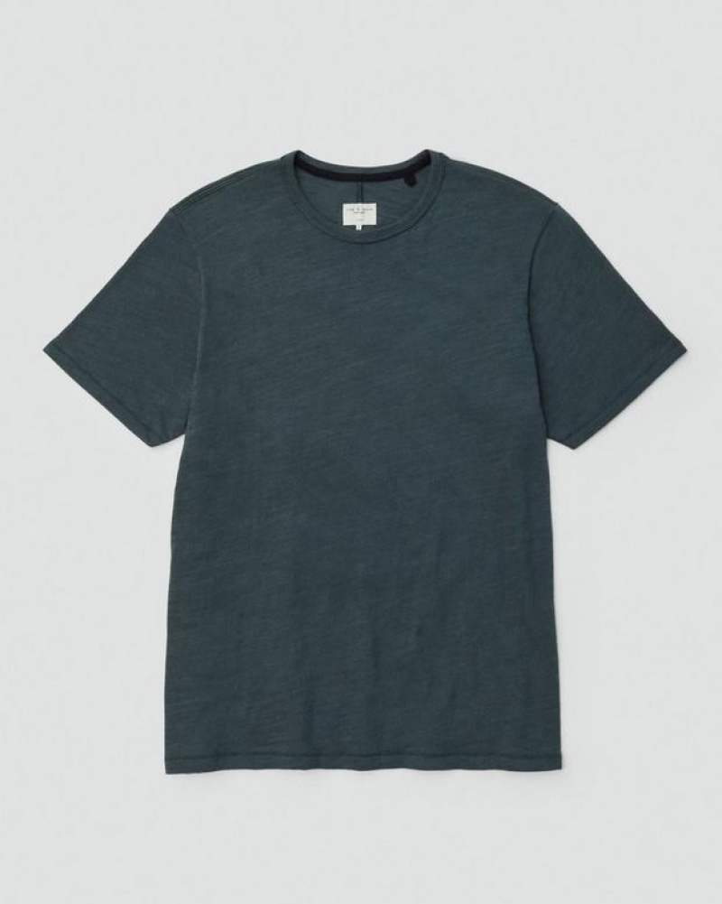 Men's Rag & Bone Classic Flame Tee Organic Cotton T-Shirt Grey Green | 263CAHPWJ