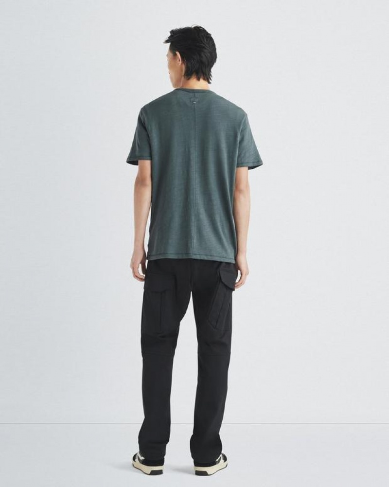 Men's Rag & Bone Classic Flame Tee Organic Cotton T-Shirt Grey Green | 263CAHPWJ