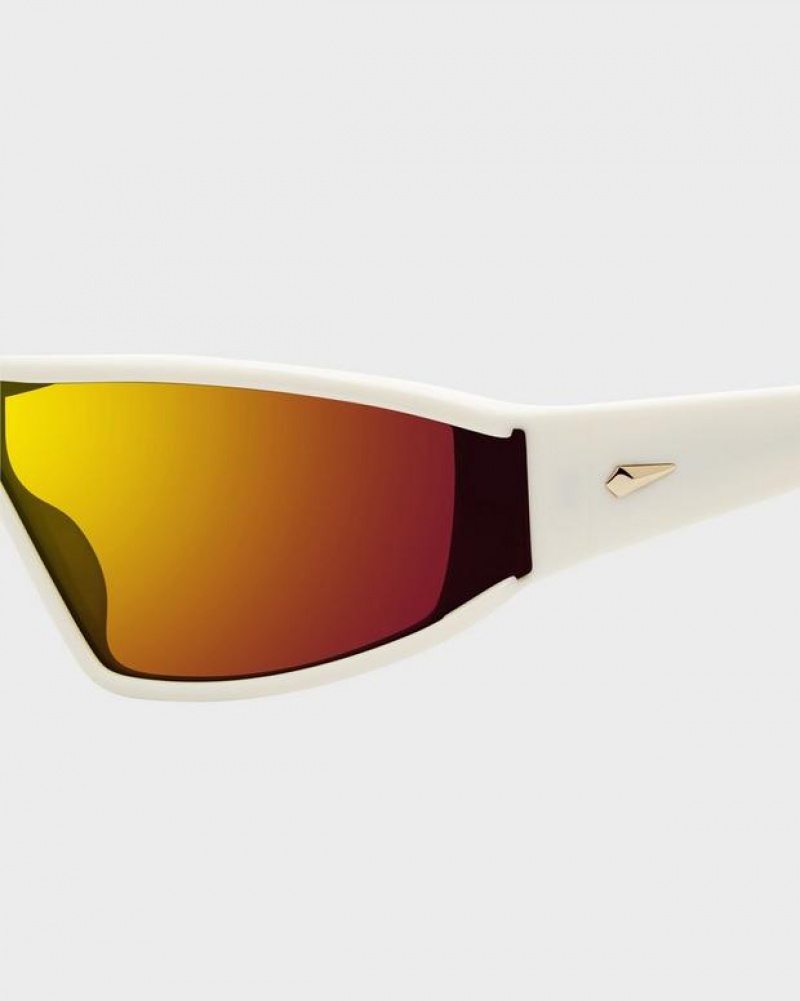 Men's Rag & Bone Cleo Shield Sunglasses White | 695UCJQBW