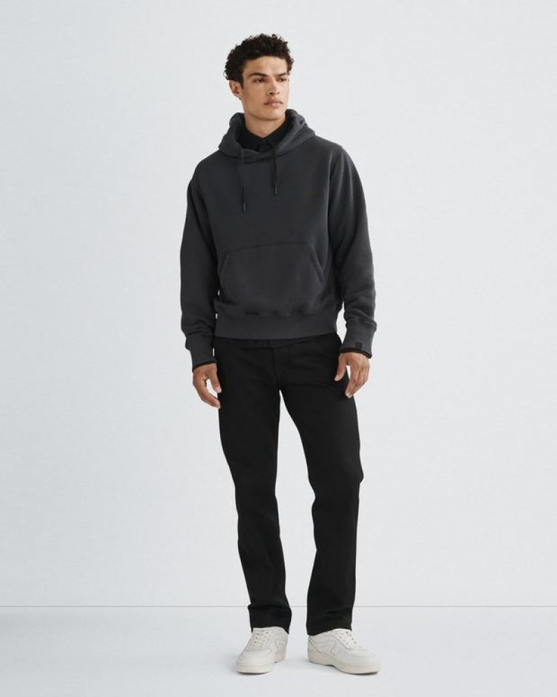 Men's Rag & Bone Damon Vintage Terry Hoodie Relaxed Fit Sweatshirts Black | 931QYCDPB